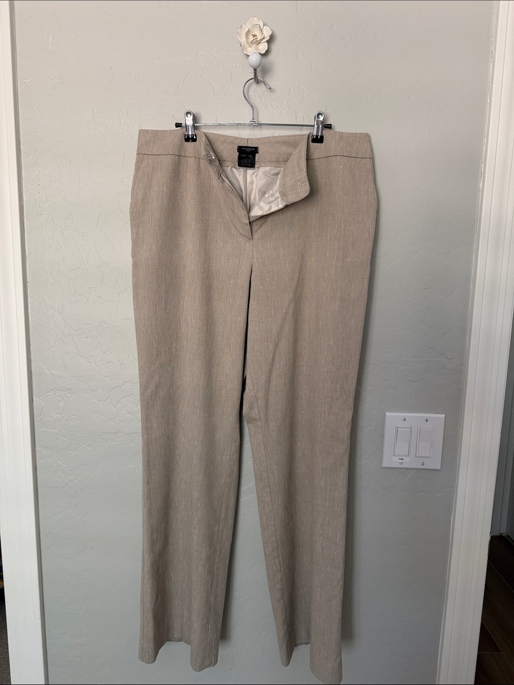 Ann Taylor Beige Straight-Leg Trousers